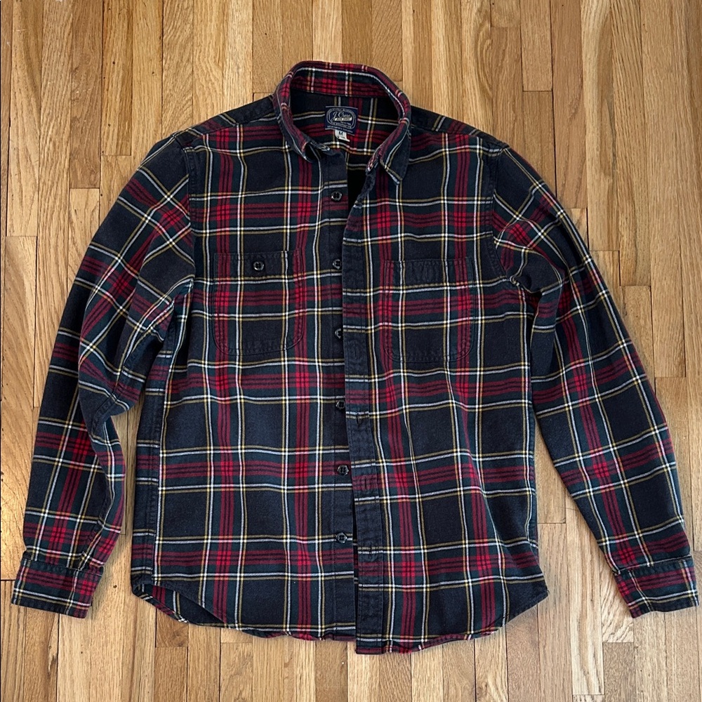 J. Crew. Plaid Shirt in Red, Blue, and Yellow.